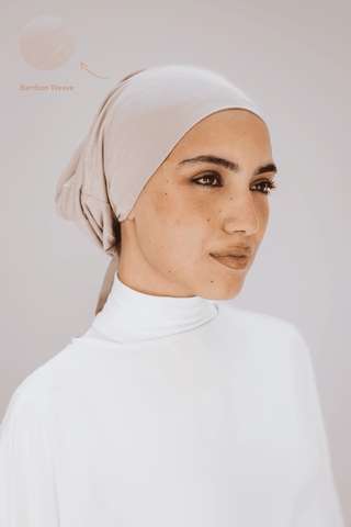 Frappé premium bamboo scarf set with matching bamboo inner cap and breathable lightweight drape by WOROOD