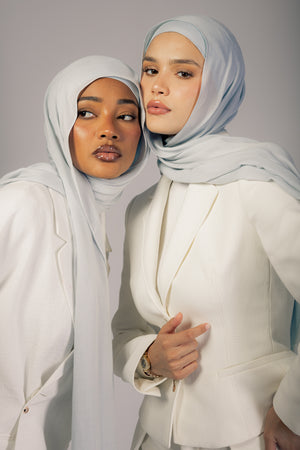 Frost Cloud premium bamboo scarf set with matching bamboo inner cap and breathable lightweight drape by WOROOD
