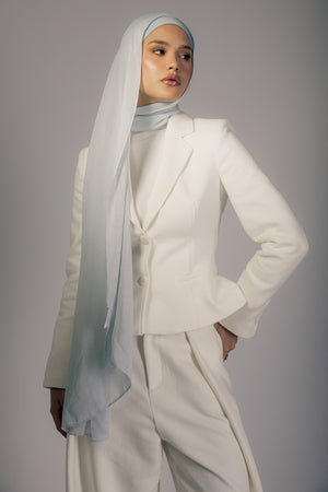 Frost Cloud premium bamboo scarf set with matching bamboo inner cap and breathable lightweight drape by WOROOD