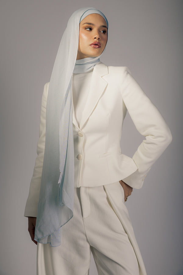 Frost Cloud premium bamboo scarf set with matching bamboo inner cap and breathable lightweight drape by WOROOD