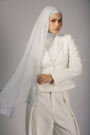 Frost Cloud premium bamboo scarf set with matching bamboo inner cap and breathable lightweight drape by WOROOD