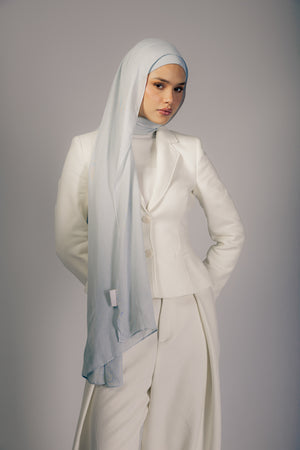 Frost Cloud premium bamboo scarf set with matching bamboo inner cap and breathable lightweight drape by WOROOD