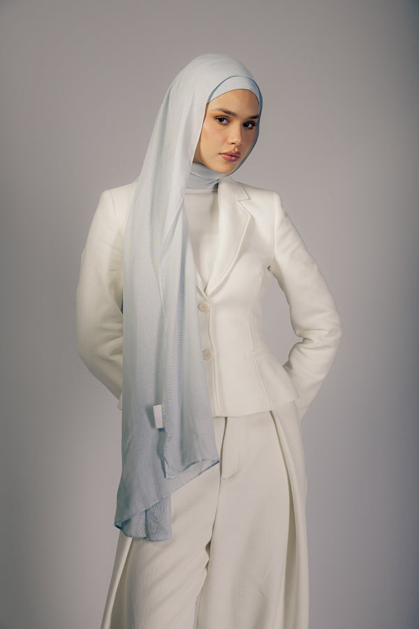 Frost Cloud premium bamboo scarf set with matching bamboo inner cap and breathable lightweight drape by WOROOD