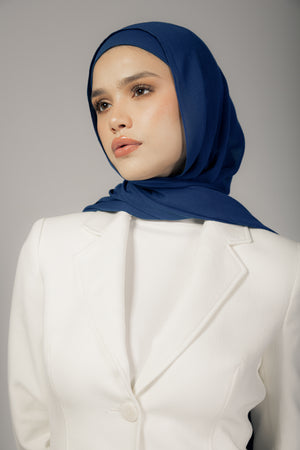Indigo Blue premium bamboo scarf set with matching bamboo inner cap and breathable lightweight drape by WOROOD