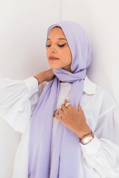 Worood Lilac Cotton Modal Scarf – sweet and graceful.