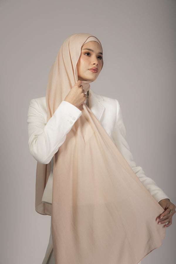Marshmallow premium bamboo scarf set with matching bamboo inner cap and breathable lightweight drape by WOROOD