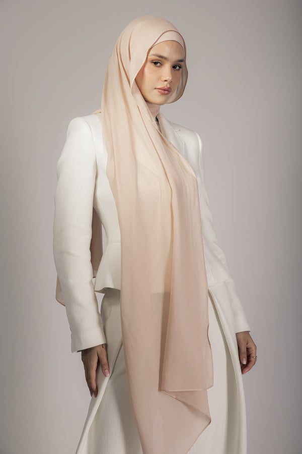 Marshmallow premium bamboo scarf set with matching bamboo inner cap and breathable lightweight drape by WOROOD