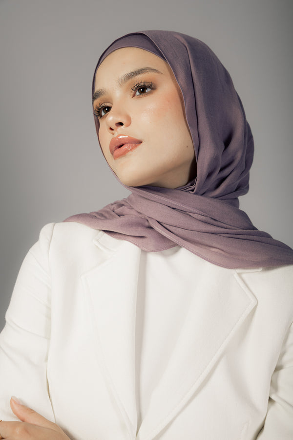 Mauve Mist premium bamboo scarf set with matching bamboo inner cap and breathable lightweight drape by WOROOD