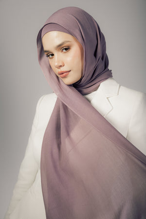 Mauve Mist premium bamboo scarf set with matching bamboo inner cap and breathable lightweight drape by WOROOD