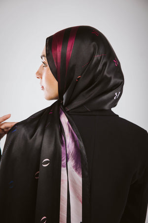 Worood Onyx Insignia Silk Scarf