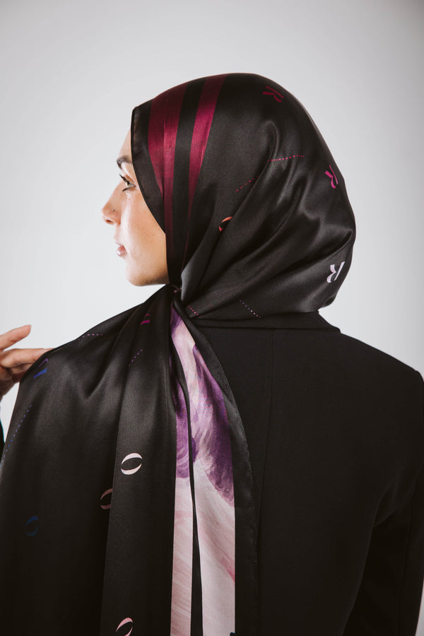 Worood Onyx Insignia Silk Scarf