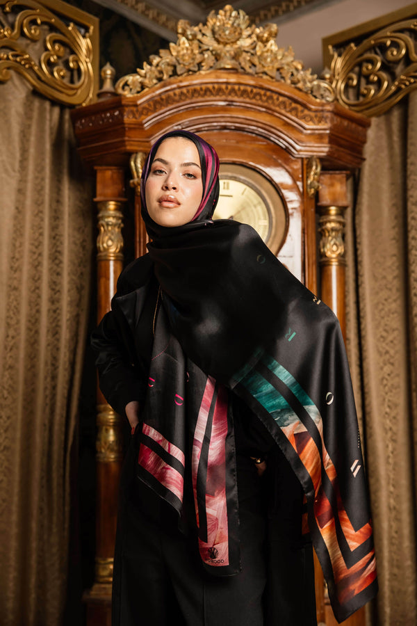 Worood Onyx Insignia Silk Scarf