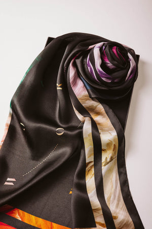 Worood Onyx Insignia Silk Scarf