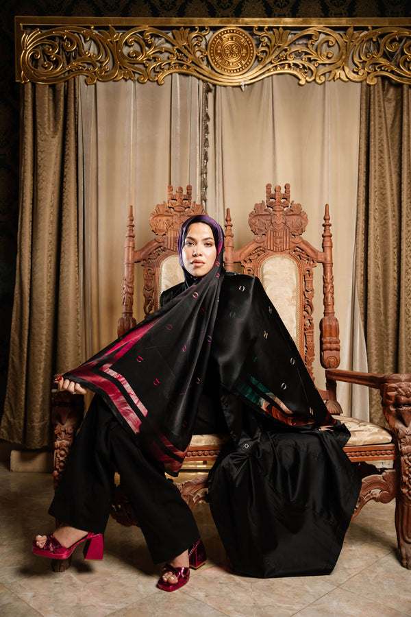 Worood Onyx Insignia Silk Scarf