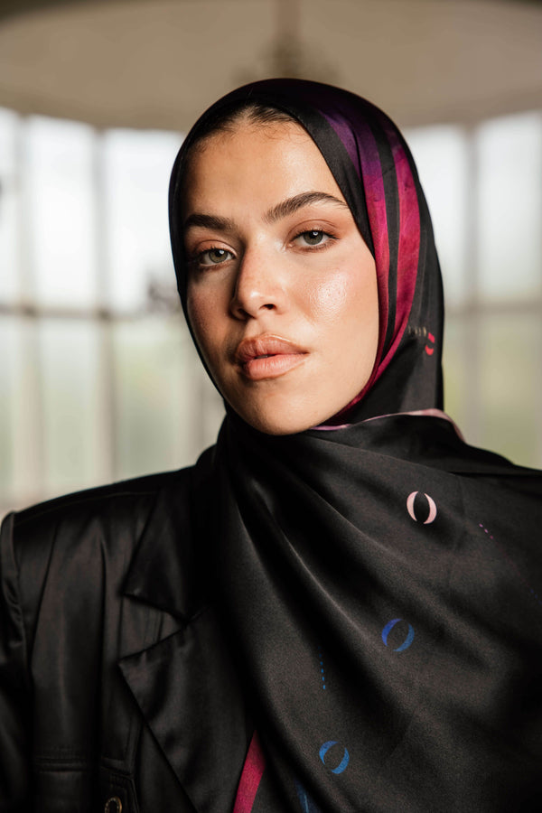 Worood Onyx Insignia Silk Scarf