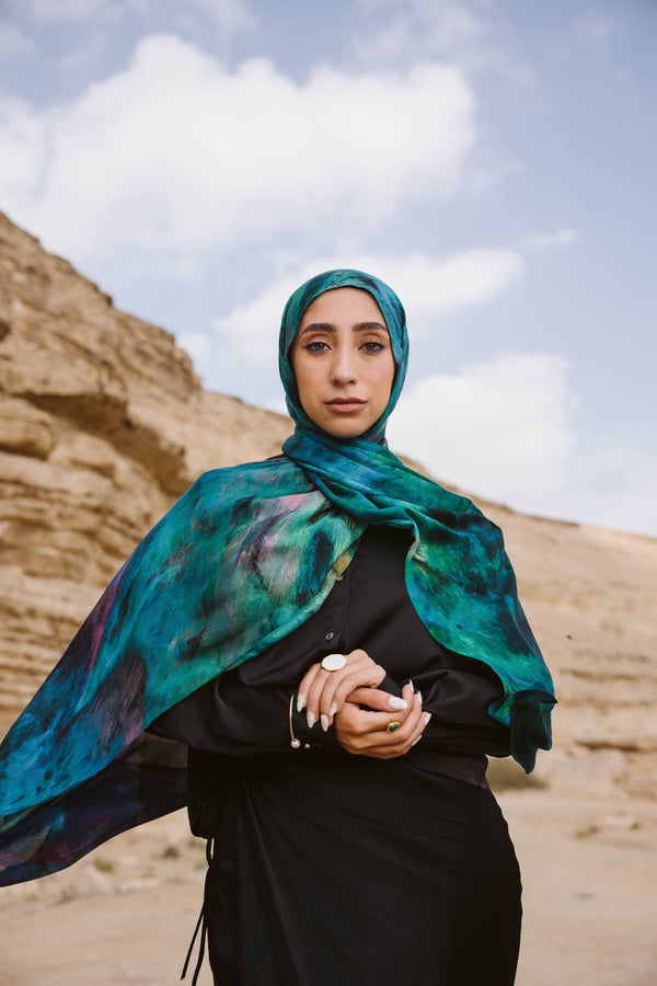 Worood Peacock Modal Scarf – bold and vibrant