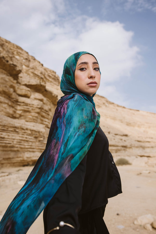 Worood Peacock Modal Scarf – bold and vibrant