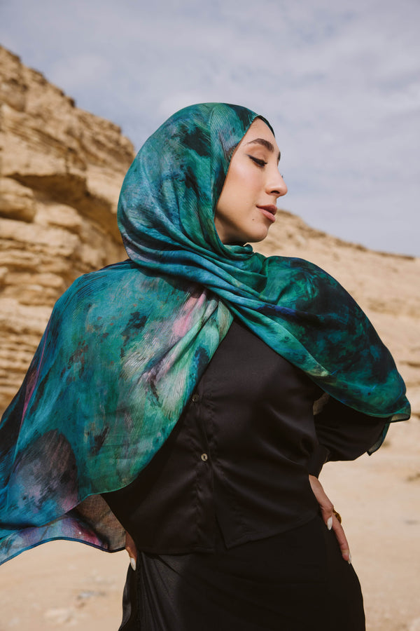 Worood Peacock Modal Scarf – bold and vibrant