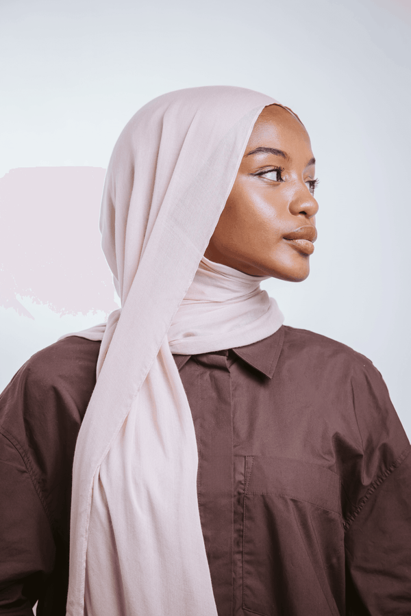 Worood Powder Rose Bamboo Scarf Set – Elegant & Fresh