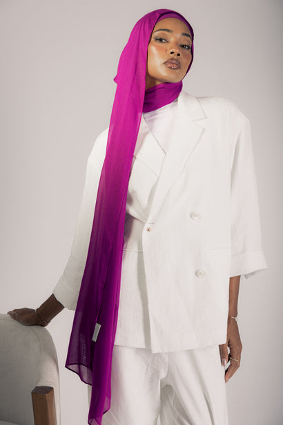 Raspberry premium bamboo scarf set with matching bamboo inner cap and breathable lightweight drape by WOROOD