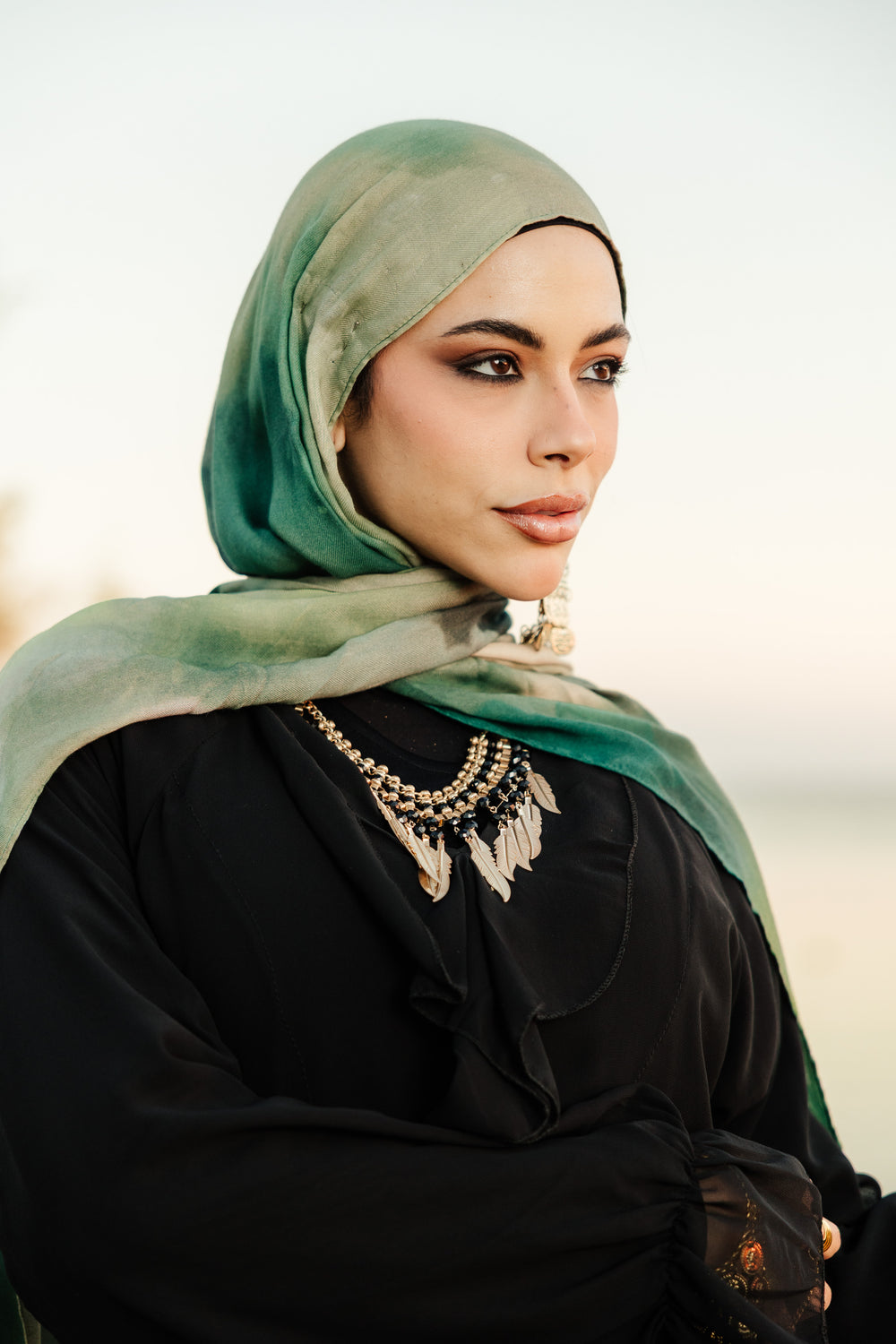 Rayan modal scarf worn as a lightweight hijab with airy fluid drape – وشاح ريان مودال يُرتدى كحجاب خفيف بانسيابية هوائية