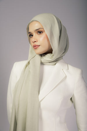 Sage premium bamboo scarf set with matching bamboo inner cap and breathable lightweight drape by WOROOD