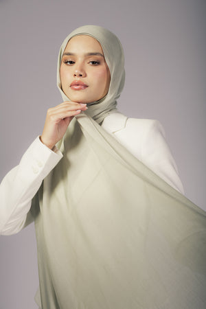 Sage premium bamboo scarf set with matching bamboo inner cap and breathable lightweight drape by WOROOD