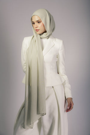 Sage premium bamboo scarf set with matching bamboo inner cap and breathable lightweight drape by WOROOD