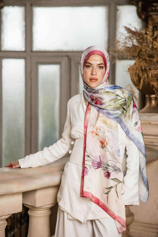 Worood Silken Flora Silk Scarf