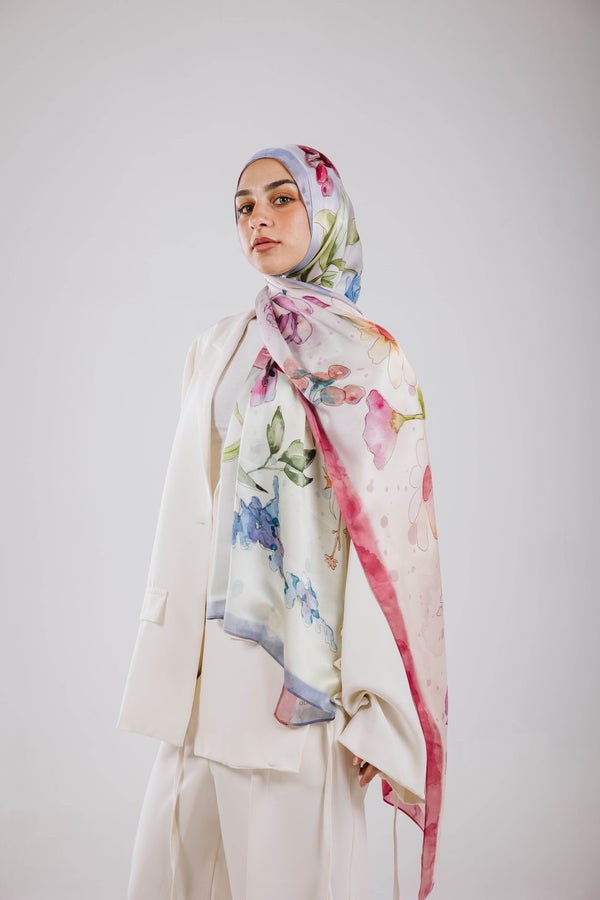 Worood Silken Flora Silk Scarf