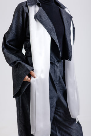 Silver premium silk scarf with luminous silver mulberry silk drape by WOROOD