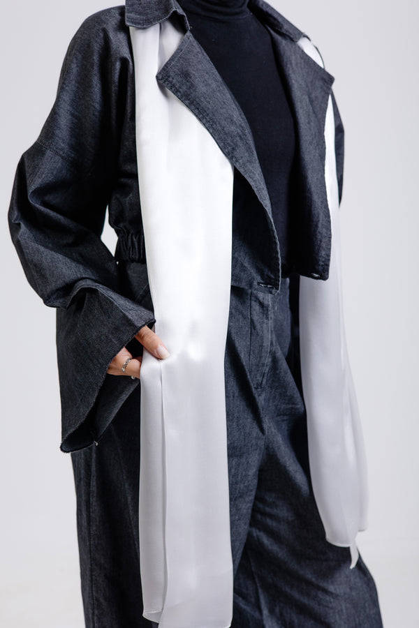 Silver premium silk scarf with luminous silver mulberry silk drape by WOROOD