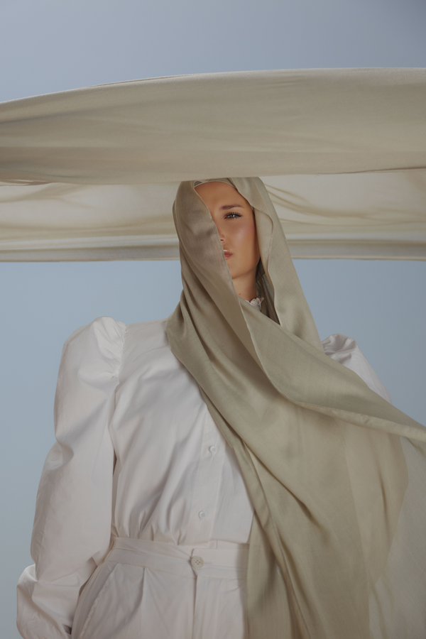 Worood Soft Sage Bamboo Scarf Set – Light & Chic – سكارف بامبو أنيق باللون الزيتي الفاتح – ورود