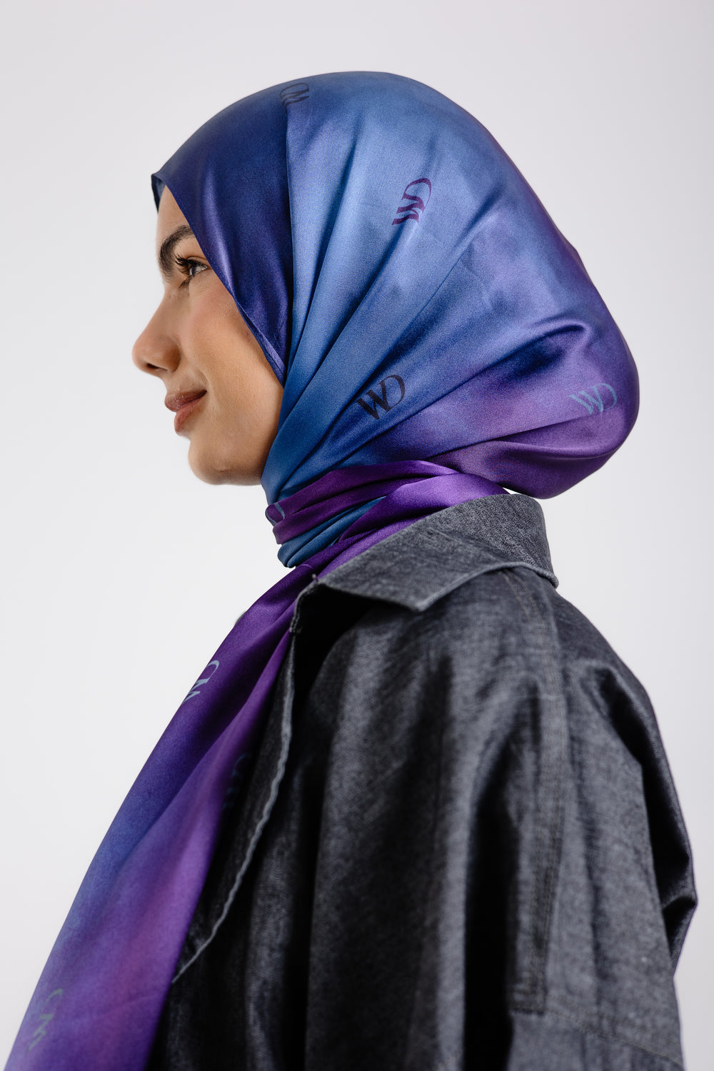 Worood Beaux Blue Silk Scarf Rectangle – light blue silk scarf with elegant, smooth texture