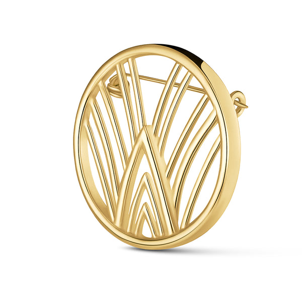 Worood Insignia Brooch with Stones – elegant gold brooch adorned with sparkling stones - دبوس ورود Insignia  مرصع بالأحجار – دبوس ذهبي أنيق مزين بأحجار لامعة