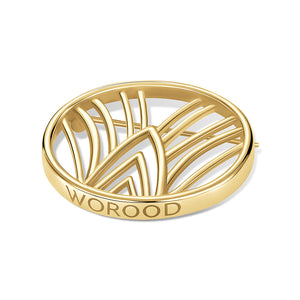 Worood Insignia Brooch with Stones – elegant gold brooch adorned with sparkling stones - دبوس ورود Insignia  مرصع بالأحجار – دبوس ذهبي أنيق مزين بأحجار لامعة