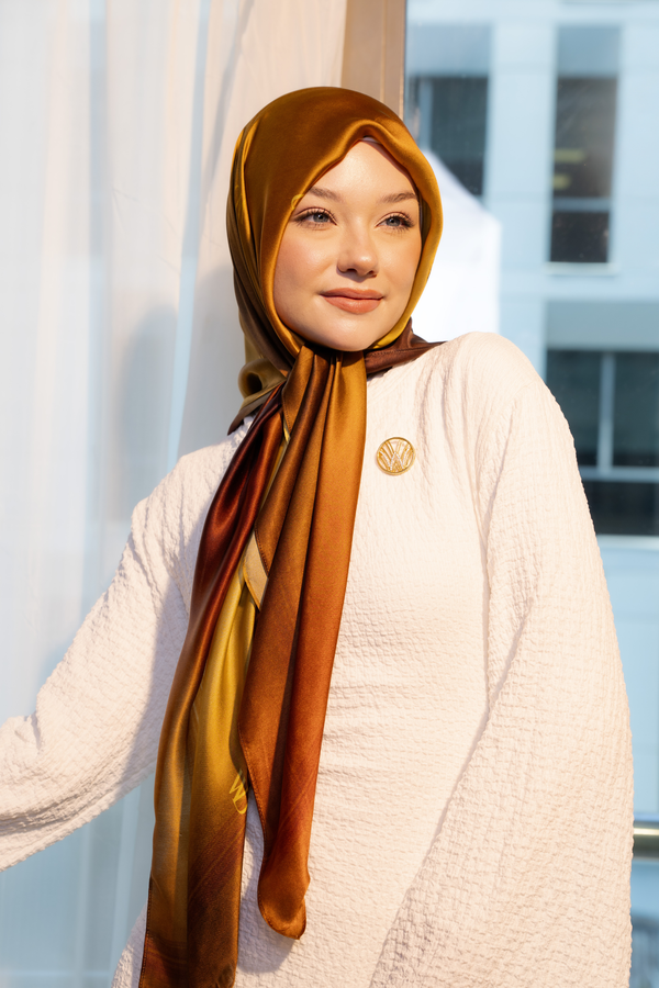 Worood Jour Doré Silk Scarf Rectangle