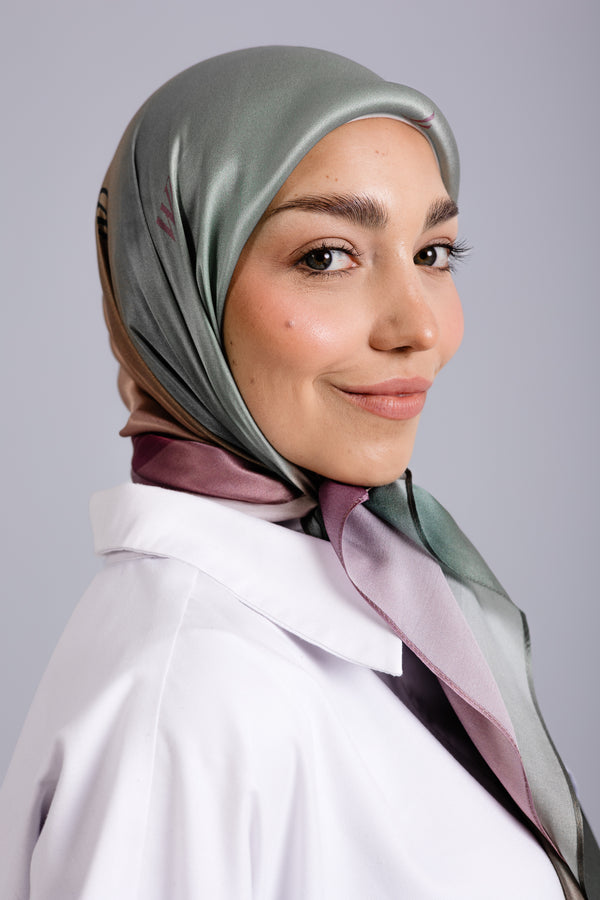 Worood Rosée Pastel Silk Scarf Square – pastel pink silk scarf with light, airy drape - وشاح حريري Rosée Pastel Silk وردي باستيل مربع من وورود روزيه – وشاح حريري وردي باستيل مع ثنيات خفيفة وجيدة التهوية