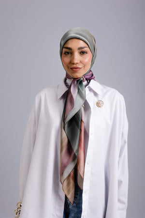 Worood Rosée Pastel Silk Scarf Square – pastel pink silk scarf with light, airy drape - وشاح حريري Rosée Pastel Silk وردي باستيل مربع من وورود روزيه – وشاح حريري وردي باستيل مع ثنيات خفيفة وجيدة التهوية