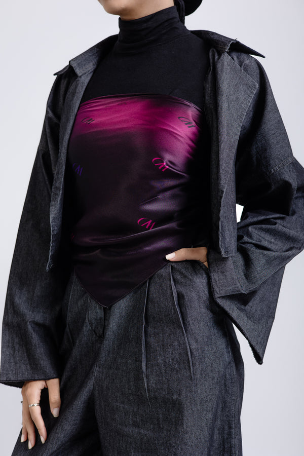 Worood Rouge Nuit Silk Scarf Square – dark red silk scarf with a glossy, elegant texture - وشاح حريري مربع من Worood Rouge Nuit – وشاح حريري أحمر غامق بملمس لامع وأنيق