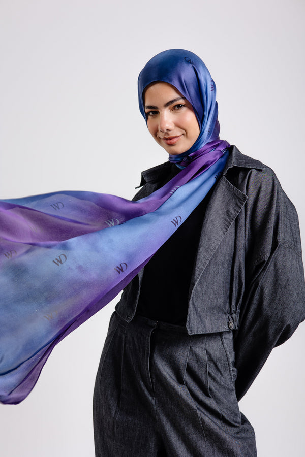 Beau bleu Premium Silk ScarfPrinted Silk