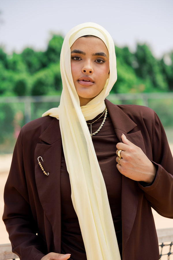 Butter Yellow Premium Bamboo Scarf Setplain