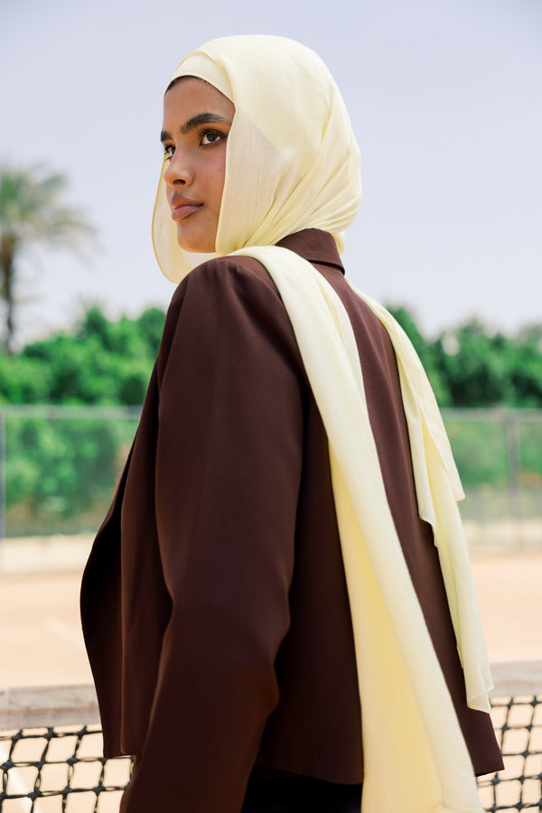 Butter Yellow Premium Bamboo Scarf Setplain