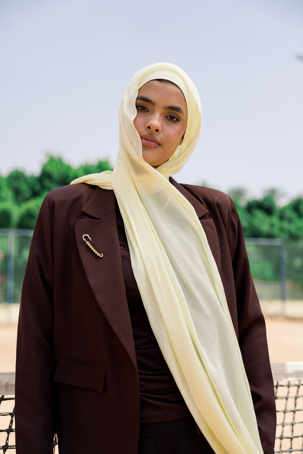 Butter Yellow Premium Bamboo Scarf Setplain