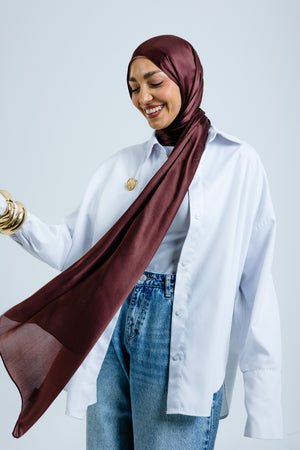Chocolate Premium Silk ScarfPlain Silk