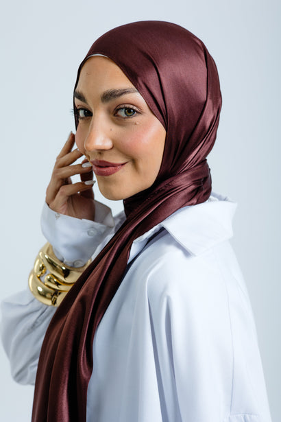 Chocolate Premium Silk ScarfPlain Silk