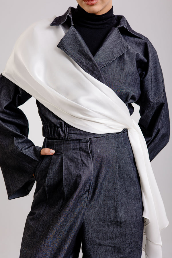 Crème Premium Silk ScarfPlain Silk