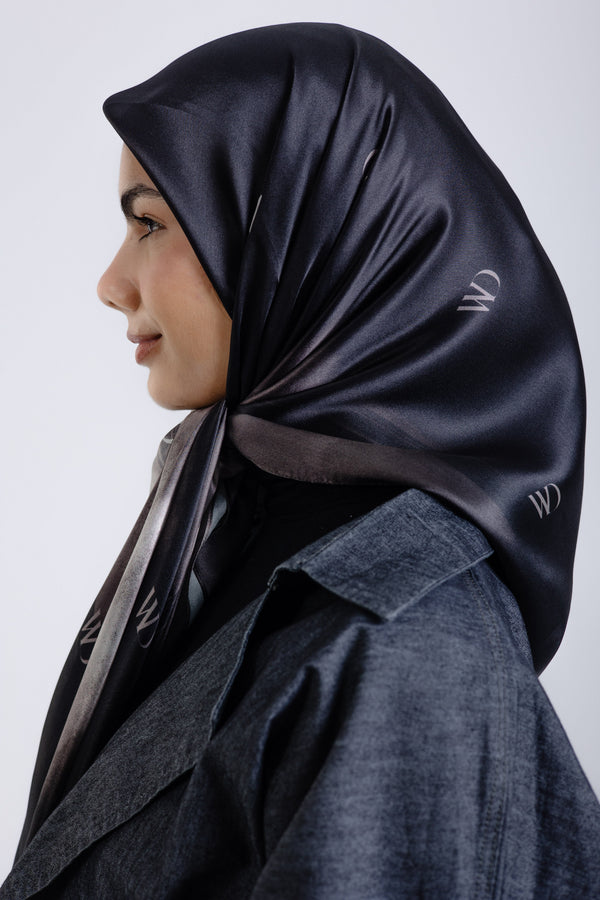 Divine Noire Square Silk ScarfPrinted Silk