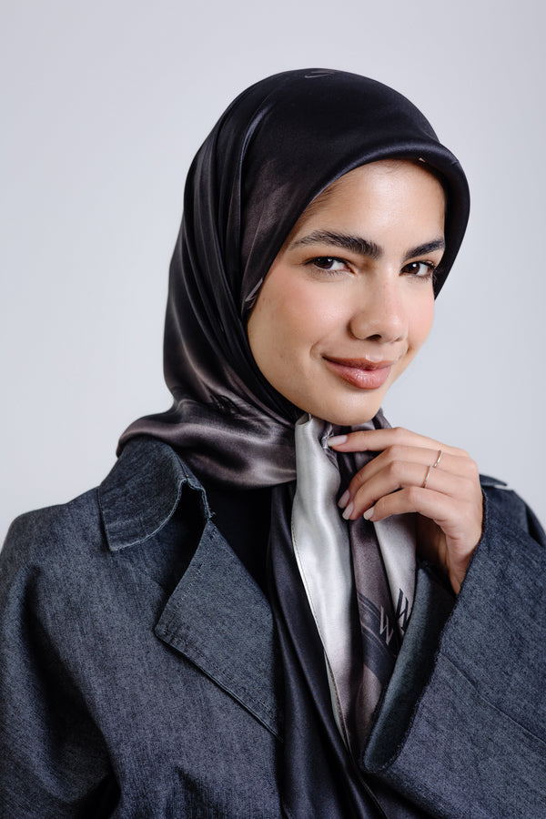 Divine Noire Square Silk ScarfPrinted Silk