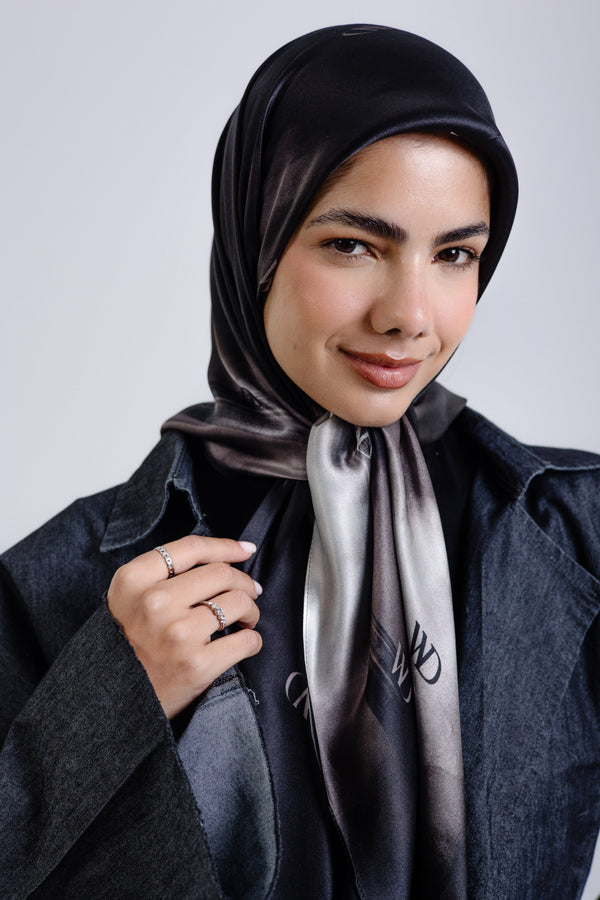Divine Noire Square Silk ScarfPrinted Silk